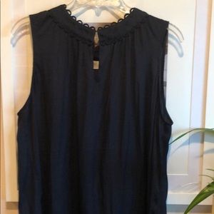 Navy Blue Shell w Scalloped Neckline